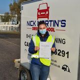Laura smiling after passing her trailer test
